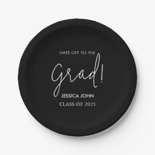 Modern Elegant Black Congratulations Graduation  Paper Plate