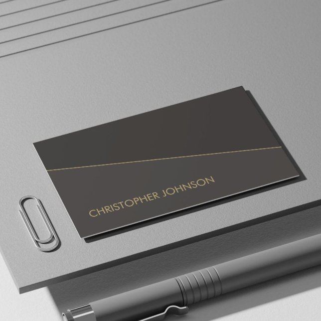 Modern Elegant Black Faux Gold Line Attorney Business Card (Creator Uploaded)