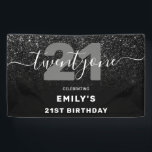Modern Elegant Black Glitter 21st Birthday Banner<br><div class="desc">Modern Elegant Black Glitter 21st Birthday Banner. Minimalist 21st birthday design featuring elegant calligraphy hand lettered script font and faux glitter background.</div>