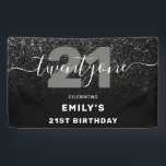 Modern Elegant Black Glitter 21st Birthday Banner<br><div class="desc">Modern Elegant Black Glitter 21st Birthday Banner. Minimalist 21st birthday design featuring elegant calligraphy hand lettered script font and faux glitter background.</div>