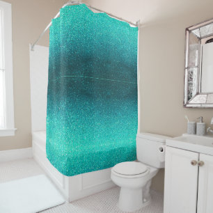 Modern Elegant Black Glitter Ombre Summer Beach Shower Curtain