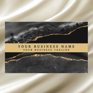 Modern Elegant Black Gold Agate Business Card