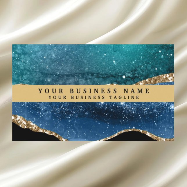 Modern Elegant Black Gold Agate Business Card (Creator Uploaded)