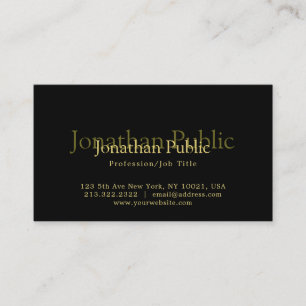 Modern Elegant Black & Gold Artistic Plain Trendy Business Card