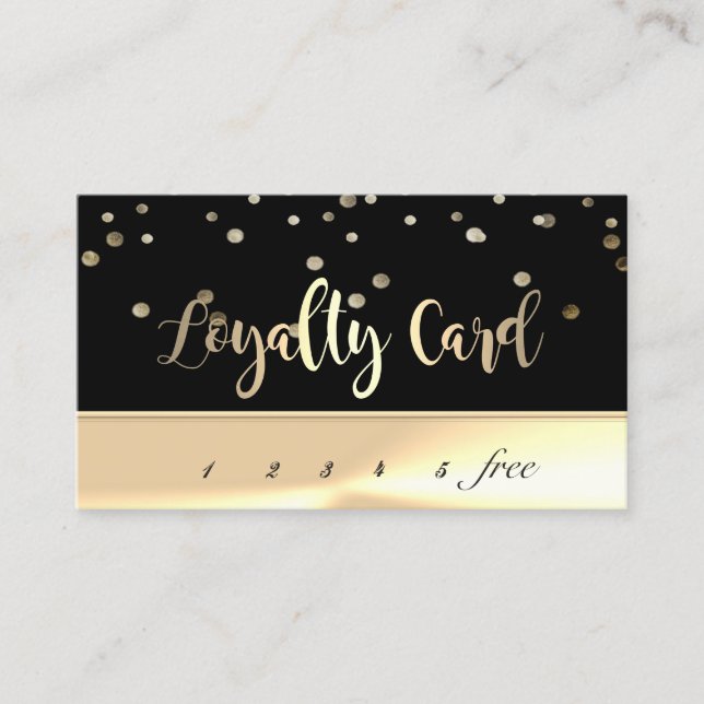 Modern Elegant,Black,Gold  Confetti   Loyalty Card (Front)
