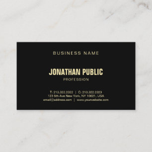 Modern Elegant Black Gold Fashionable Plain Luxury Business Card
