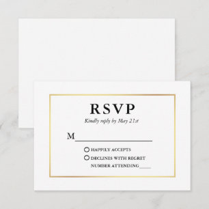 Modern Elegant Black Gold Frame RSVP Card