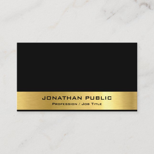 Modern Elegant Black Gold Minimalistic Template Business Card (Front)