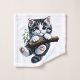 Modern Elegant Black Gold Monogram Script Name Bat Bath Towel Set