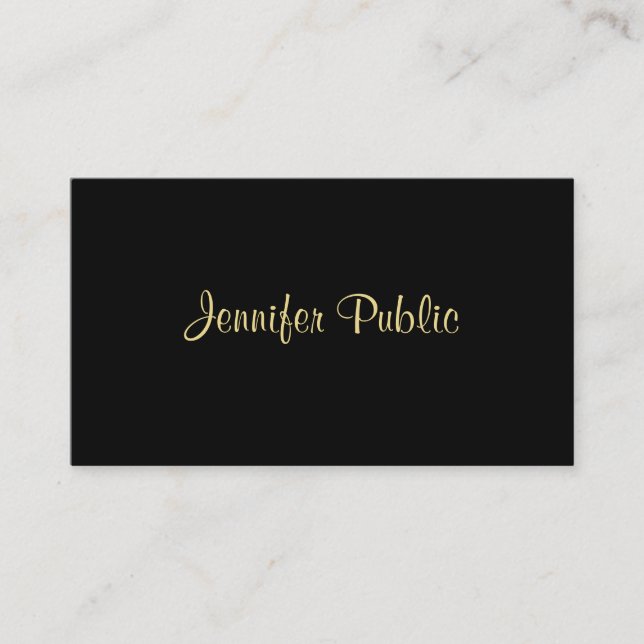 Modern Elegant Black Gold Plain Professional Business Card (Front)
