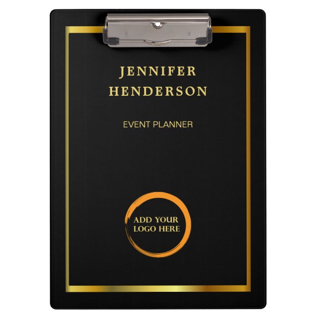 Modern elegant black gold professional logo clipboard (Front)