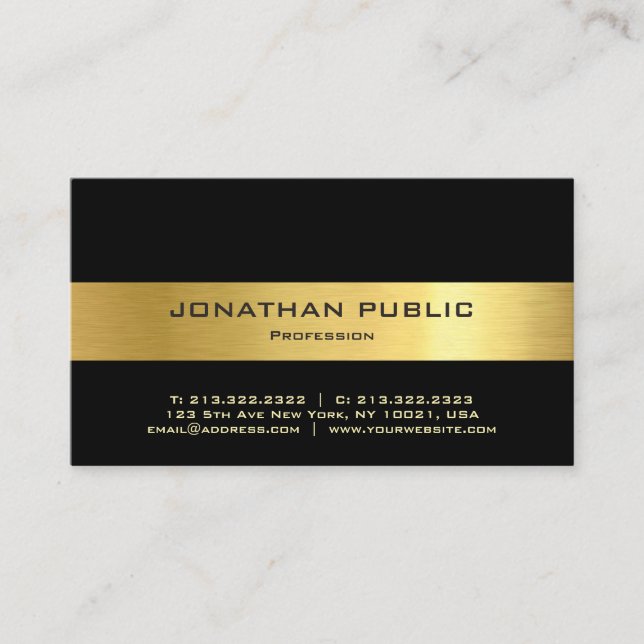 Modern Elegant Black Gold Template Professional Business Card (Front)