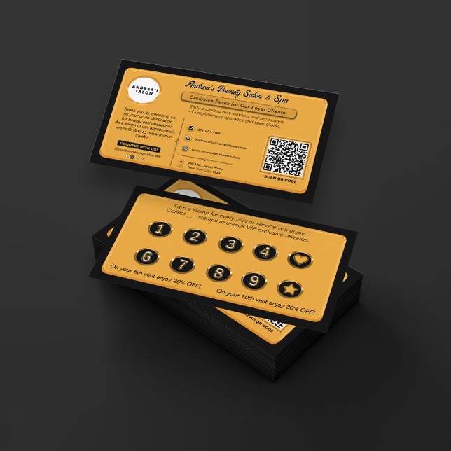 Modern Elegant Black Gold Yellow Business Rewards Loyalty Card (Creator Uploaded)