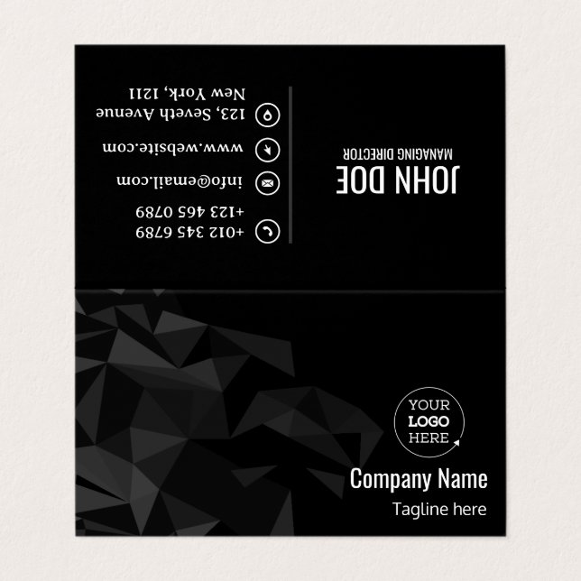 Modern Elegant Black & Grey Business Card (Outside Unfolded)