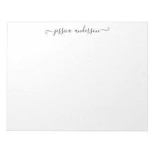 Modern Elegant Black Grey Feminine Girly Script Notepad