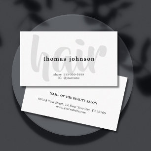 Modern Elegant Black Grey White Hair Stylist  Business Card