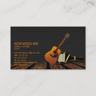Modern Elegant Black Music Guitar Business Card