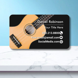 Modern Elegant Black Music Guitar Business Card