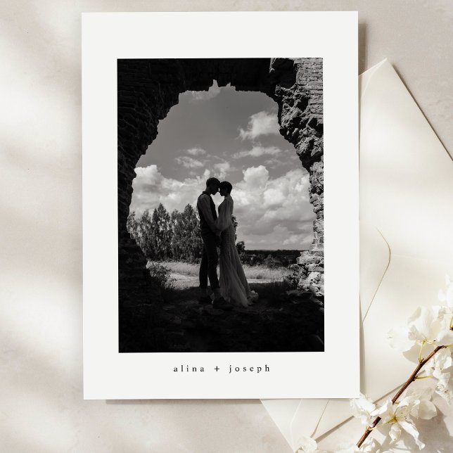Modern Elegant Black Photo Classic Wedding Invitation (Creator Uploaded)