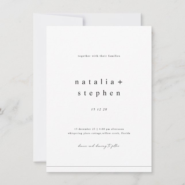 Modern Elegant Black Photo Classic Wedding Invitation (Back)