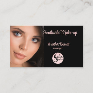 Modern Elegant Black Pink Makeup Artist Business Card
