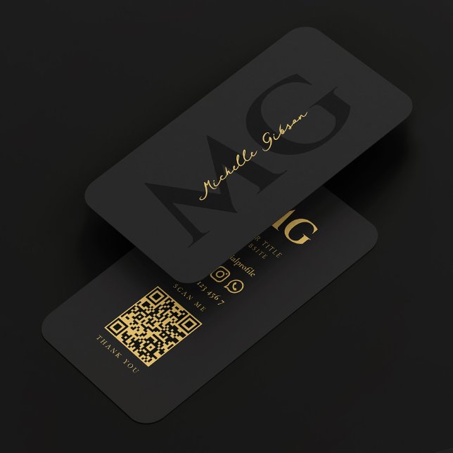 Modern Elegant Black Professional Monogram Business Card (Modern Elegant Black and Gold Professional Marketing Monogram Business Card
)