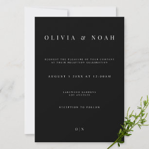 Modern & Elegant Black Reception Invitation Card