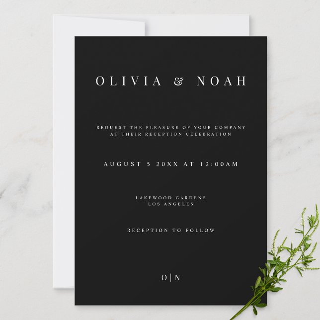 Modern & Elegant Black Reception Invitation Card (Creator Uploaded)