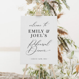 Modern Elegant Black Rehearsal Dinner Welcome Poster