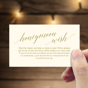 Modern Elegant Black Script Honeymoon Wish Fund Enclosure Card
