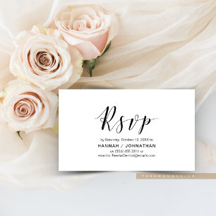 Modern Elegant, Black Script, RSVP respond Enclosure Card