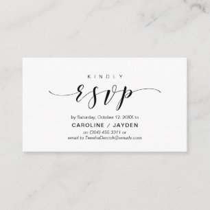 Modern Elegant, Black Script, RSVP respond Enclosure Card