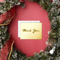 Modern Elegant Black Script Thank You Faux Gold