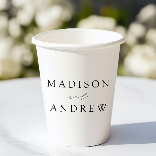 Modern Elegant Black Script Wedding Paper Cups (Creator Uploaded)