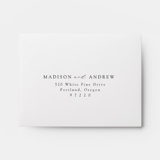 Modern Elegant Black Script Wedding RSVP Envelope (Front)