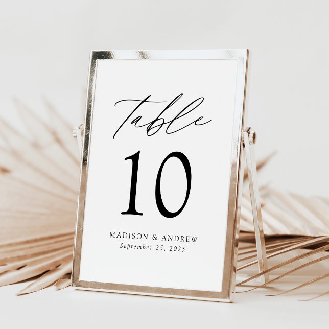 Modern Elegant Black Script Wedding Table Number (Creator Uploaded)