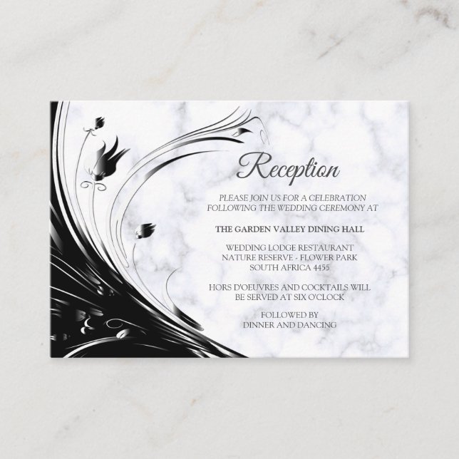 Modern Elegant Black Silhouette on White Marble Enclosure Card (Front)