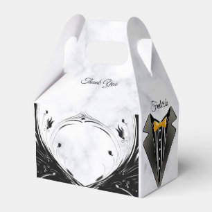 Modern Elegant Black Silhouette on White Marble Favour Box