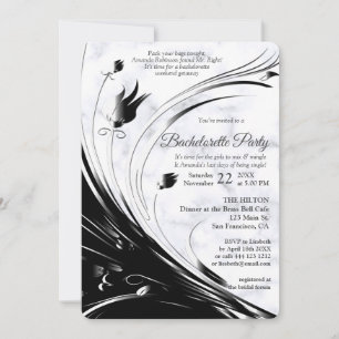 Modern Elegant Black Silhouette on White Marble Invitation