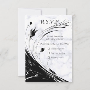 Modern Elegant Black Silhouette on White Marble RSVP Card