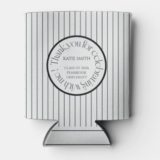 Modern elegant black stripe & bold typography grad can cooler