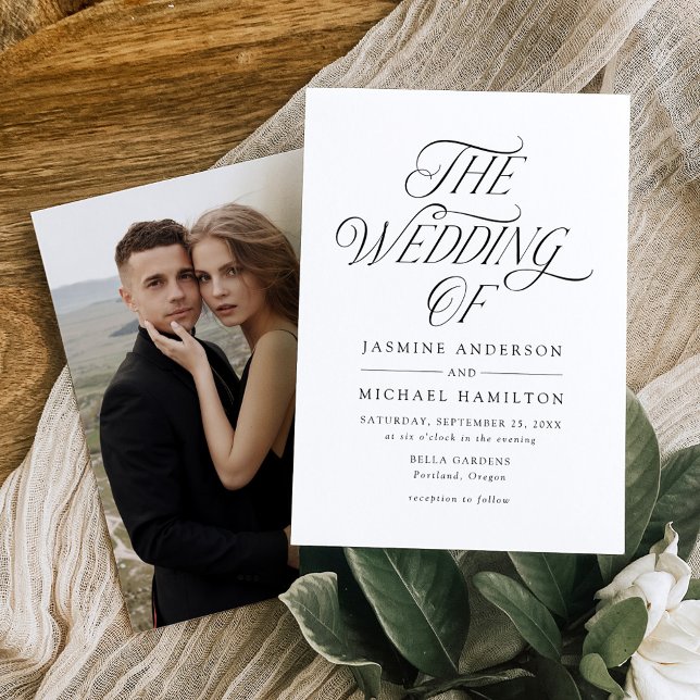 Modern Elegant Black Typography Photo Wedding Invitation (Creator Uploaded)