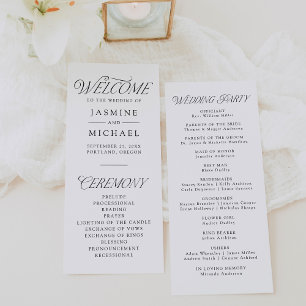 Modern Elegant Black Typography Wedding Program