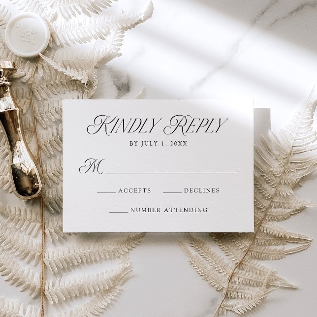 Modern Elegant Black Typography Wedding RSVP Card (Creator Uploaded)