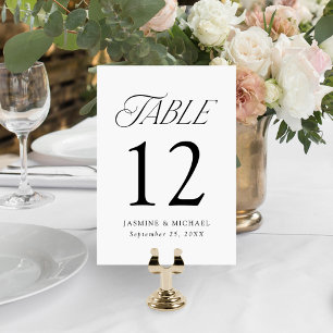 Modern Elegant Black Typography Wedding Table Number