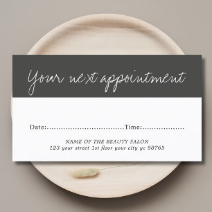 Modern Elegant Black White Beauty Appointment Card