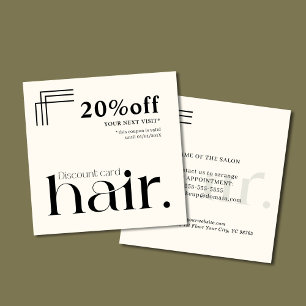 Modern Elegant Black White Beauty Discount Card