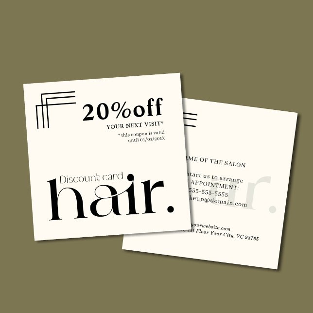 Modern Elegant Black White Beauty Discount Card (Creator Uploaded)