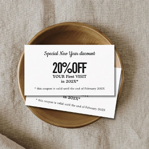 Modern Elegant Black White Bold Beauty Discount Card