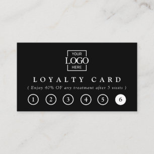 Modern Elegant Black & White Business Logo Reward Loyalty Card